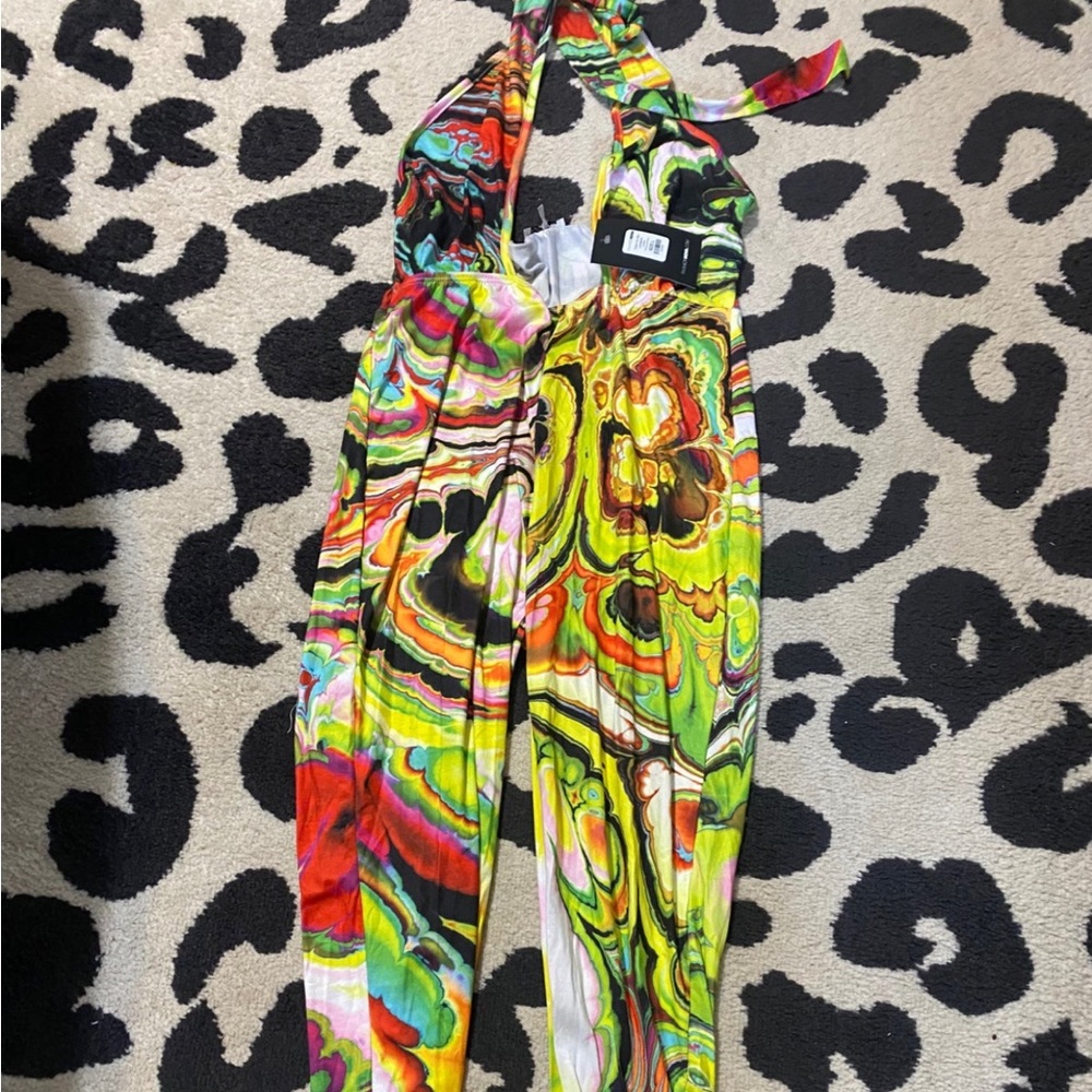 Rainbow halter Bodycon jumpsuit